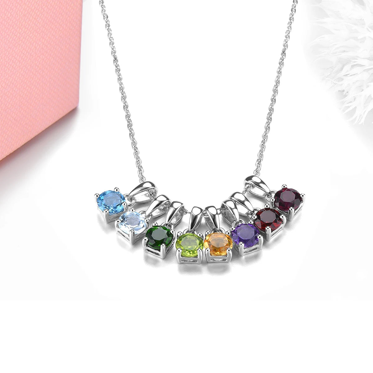 4-Prong Set Garnet Sterling Silver Dangle Pendant