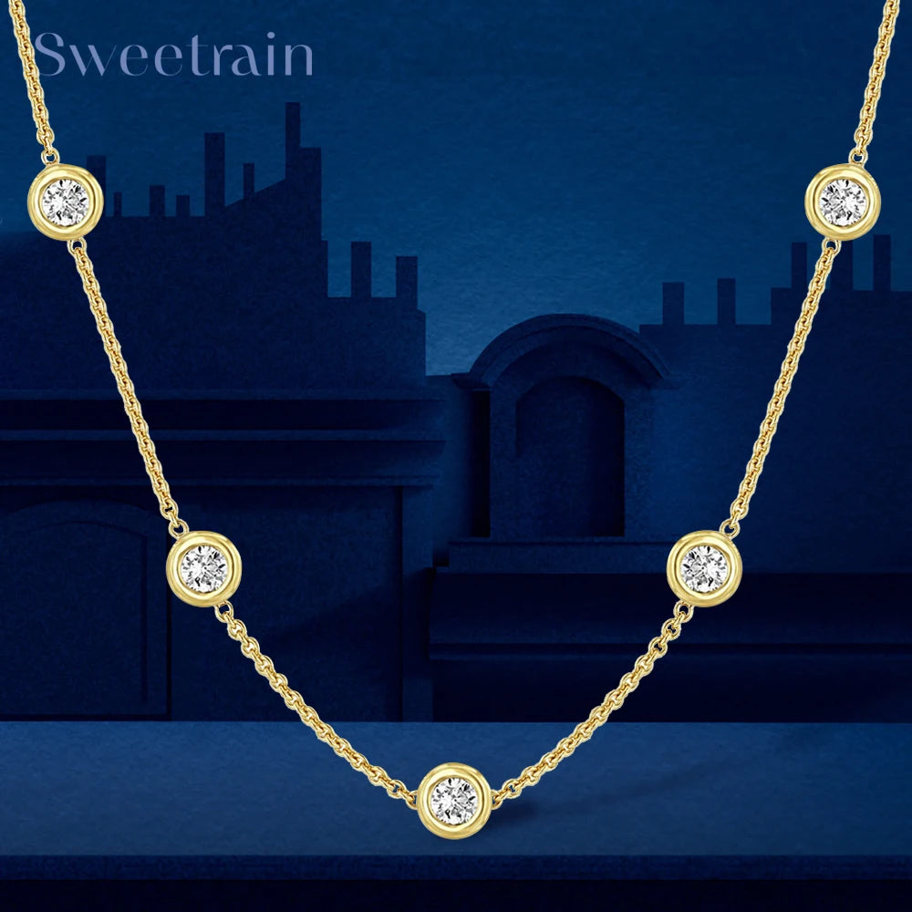 Moissanite Necklace Certified Original 18k Gold Plated 925 Silver Diamond Choker Chain for Women Jewelry GRA