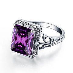 Szjinao Amethyst Ring Vintage Gemstone Ring 925 Sterling Silver For Woman Man Birthday Party Anniversary Gift Trend Fine Jewelry