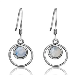 Sterling Silver 925 Earrings Fashion Round Natural 5mm Moonstone Drop Earrings for Women Wedding Engagement Ear Jewelry