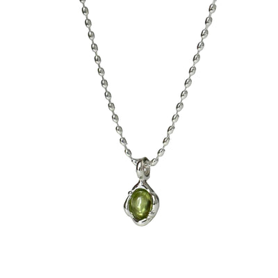 VENTFILLE 925 Sterling Silver Green Crystal Necklace for Women Girl Temperament Banquet Water Drop Jewelry Gift Dropshipping