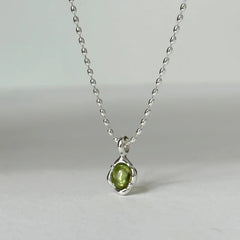 VENTFILLE 925 Sterling Silver Green Crystal Necklace for Women Girl Temperament Banquet Water Drop Jewelry Gift Dropshipping