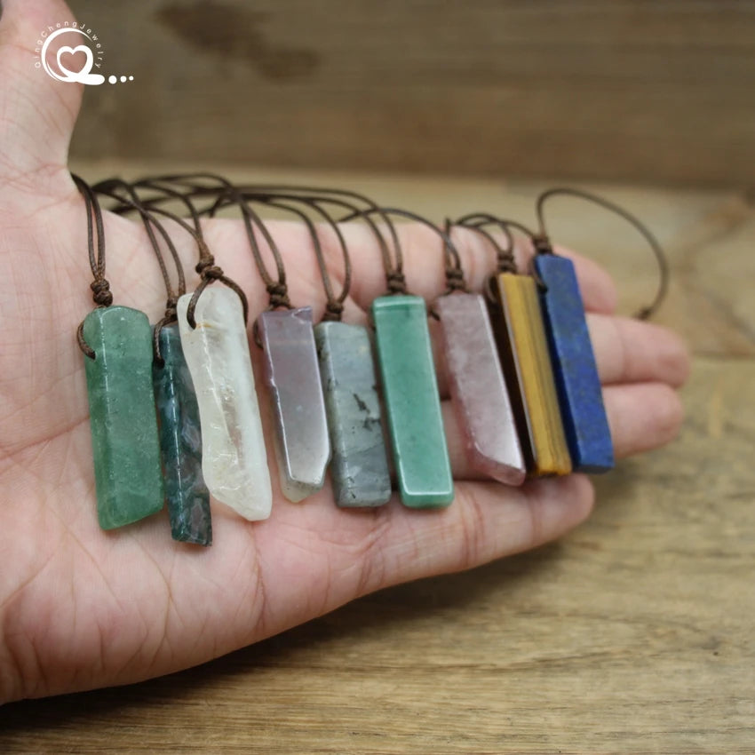 Healing Crystal Natural Stone Slice Pendant Necklace