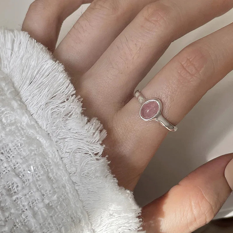 PANJBJ 925 Sterling Silve Moonstone Irregular Ring for Women Party Gift Adjustabler Personality Korean Dropshipping