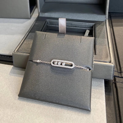 Luxury Diamond Birthstone Bracelet - White Gold Stacking Bangle