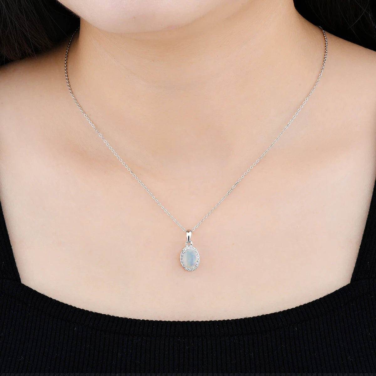 Natural Opal Sterling Silver Pendants 0.4 Carats Genuine Gemstone Women Classic Fine Jewelrys S925 Daily Style Birthday Gifts