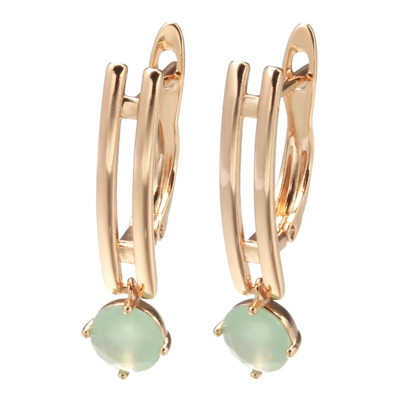 SYOUJYO Water Drop Emerald Green Natural Zircon Earrings For Women 585 Rose Gold Color Wedding Jewelry Luxury Dangle Earrings