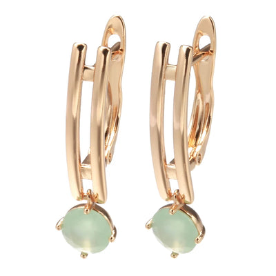 SYOUJYO Water Drop Emerald Green Natural Zircon Earrings For Women 585 Rose Gold Color Wedding Jewelry Luxury Dangle Earrings