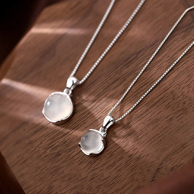 Silver Plated White Moonstone Pendant Necklace
