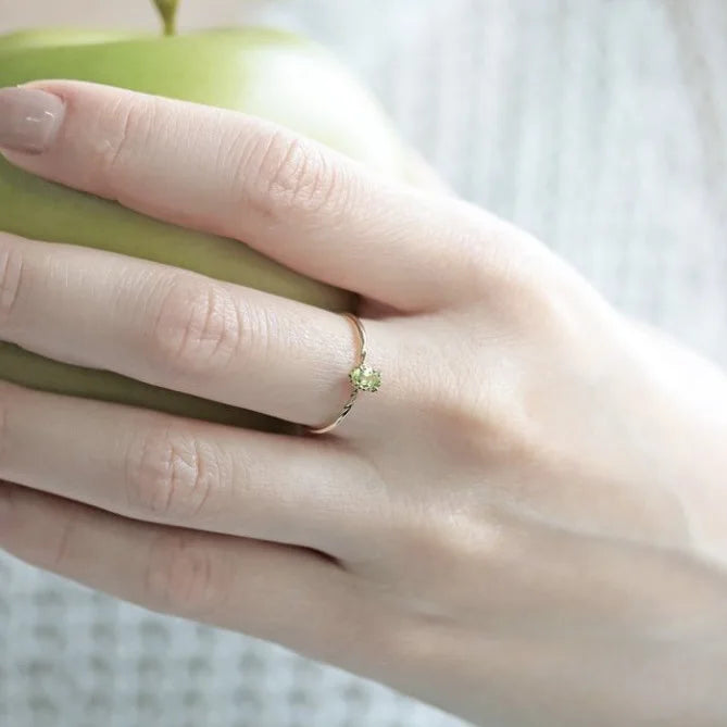 LAMOON August Birthstone Natrual Peridot Ring For Women Gemstone Ring 925 Sterling Silver Gold Plated Fine Jewelry Accessories