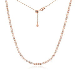 Adjustable Diamond Tennis Necklace, Rose Gold Gift for Aries