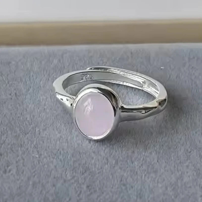 PANJBJ 925 Sterling Silve Moonstone Irregular Ring for Women Party Gift Adjustabler Personality Korean Dropshipping