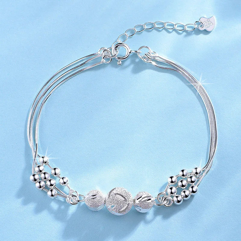 New 925 Sterling Silver Bracelet Pearls Knots Bracelet for Women Fashion Heart Pearls Bracelet  Luxury Jewelry Accessories Gift