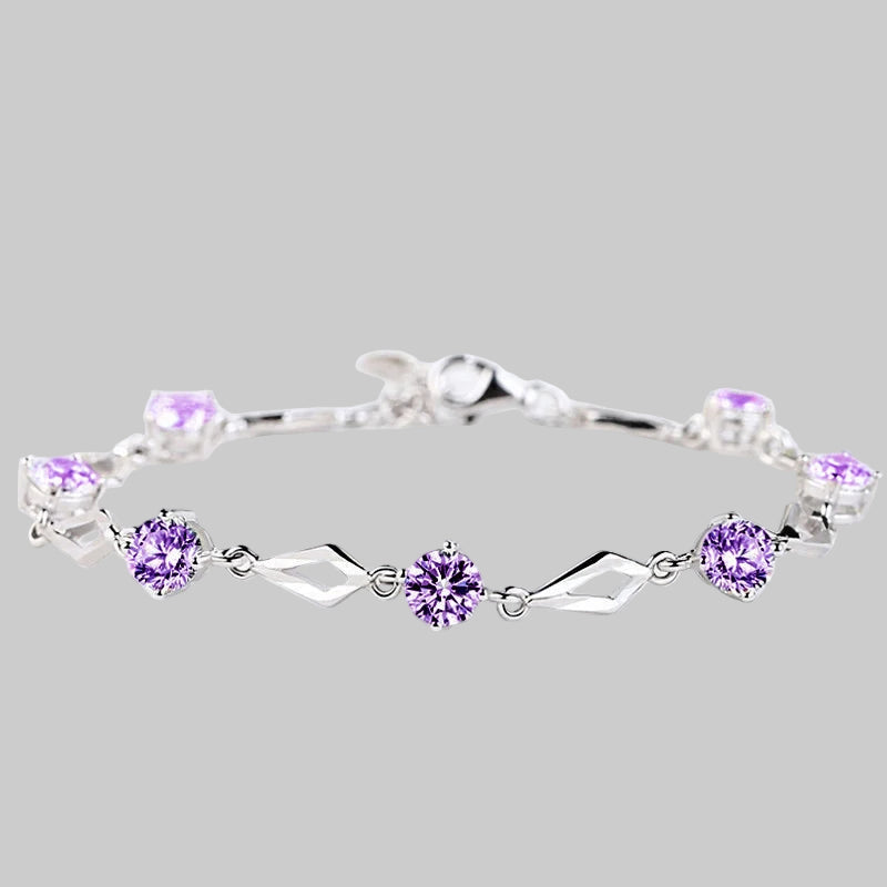 Amethyst Tennis Bracelet with Diamond-Cut Links