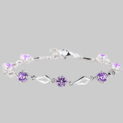 Amethyst Tennis Bracelet with Diamond-Cut Links
