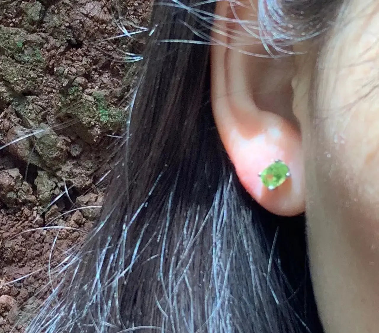 Natural Peridot 925 Sterling Silver Stud Earrings For Women Jewelry Gift Simple Peridot Jewelry Green