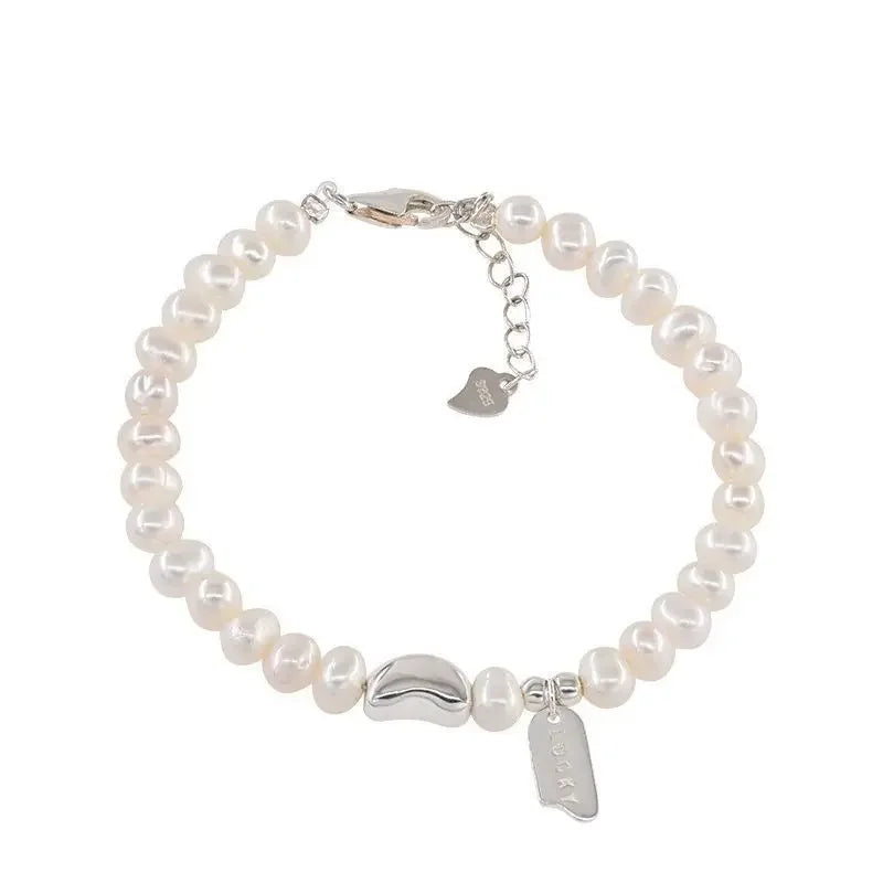 925 Sterling Silver Love Pearl Adjustable Bracelet
