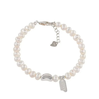 925 Sterling Silver Love Pearl Adjustable Bracelet