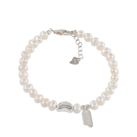 925 Sterling Silver Love Pearl Adjustable Bracelet