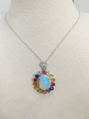 ZECAA 925 White Opal Fine Jewelry Pendant With Natural White Opal Gemstone 10*12mm Lady S925 Silver White Opal Pendant For Girl