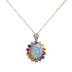 ZECAA 925 White Opal Fine Jewelry Pendant With Natural White Opal Gemstone 10*12mm Lady S925 Silver White Opal Pendant For Girl