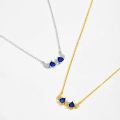ANDYWEN 925 Sterling Silver Sweet Romantic Multi Heart Necklace Blue Sapphire & CZ Zirconia Dainty Dating Luxury Women Jewelry