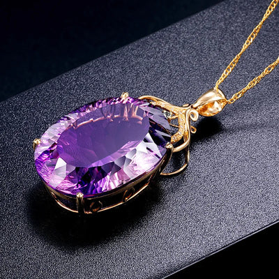 Shiny Purple Amethyst Pendants with Gold Filigree