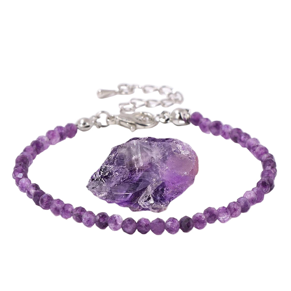 Amethyst Crystal Dainty Bracelet with Adjustable Chain