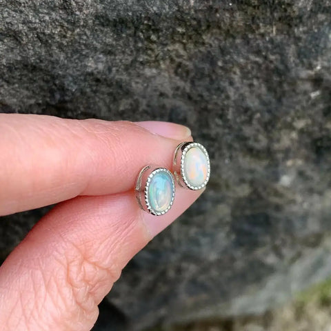 Vintage Natural Opal Stud Earrings