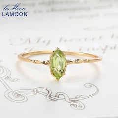 LAMOON August Birthstone Natrual Peridot Ring For Women Gemstone Ring 925 Sterling Silver Gold Plated Fine Jewelry Accessories
