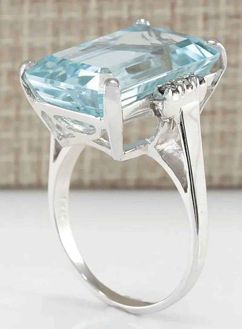 Natural Aquamarine Engagement Ring