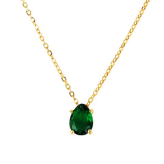 Emerald Crystal Zircon Waterdrop Charm Pendant Necklace for Women Charms Fashion Green Rhinestone Female Vintage Jewelry