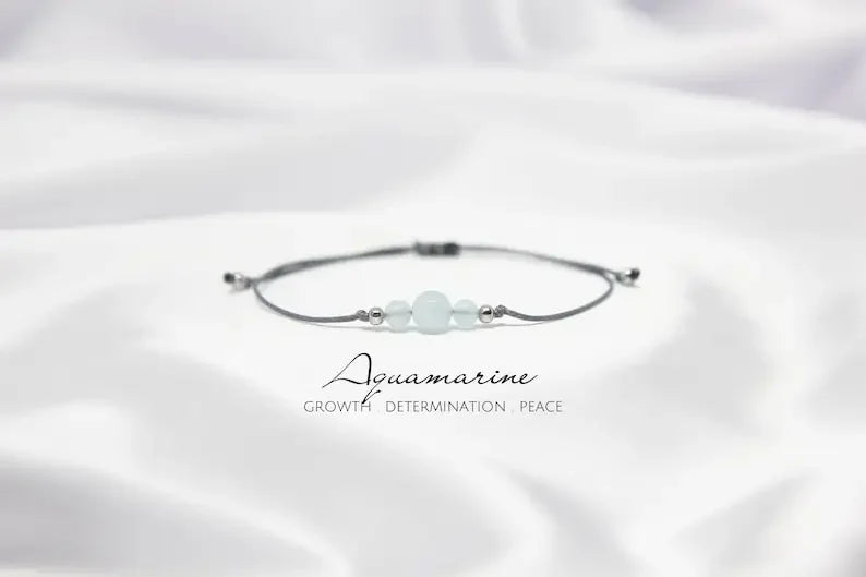 Aquamarine March Birthstone Crystal Women's Bohemian Blue Stone Bracelet
