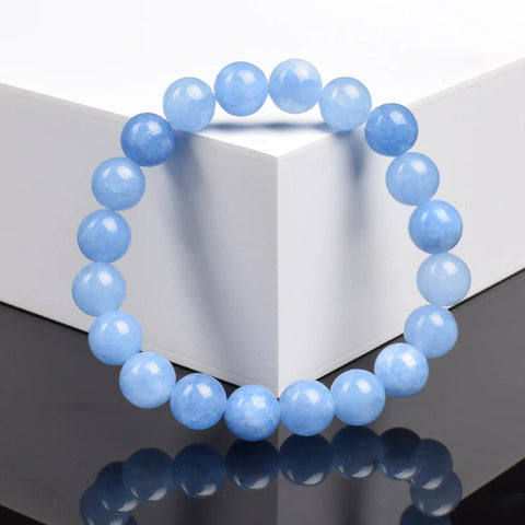 Natural Aquamarine Quartz Beaded Bracelet