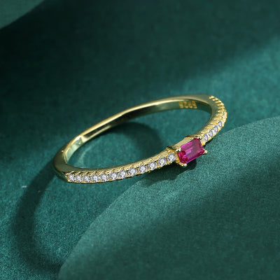 2022 NEW Exquisite 18K Gold Ruby Pink Ring For Women Single Row Diamond Crystal Genuine S925 Silver Anniversary Gift Jewelry