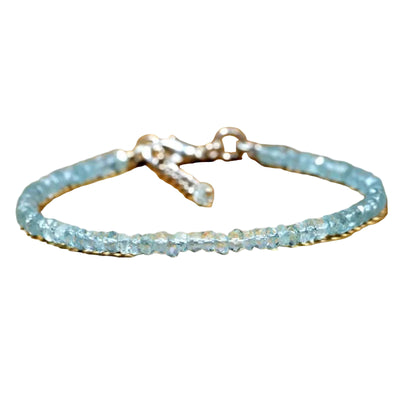 Aquamarine Bracelet - March Birthstone - Gem Vintage Aquamarine hand-beaded bracelet