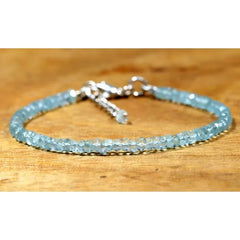 Aquamarine Bracelet - March Birthstone - Gem Vintage Aquamarine hand-beaded bracelet