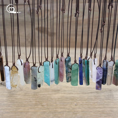 Healing Crystal Natural Stone Slice Pendant Necklace