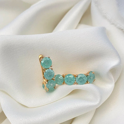 Emerald Round Cut Zircon Drop Earrings