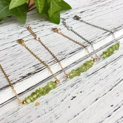 Ruberthen New Design Raw Peridot Adjustable Chain Bracelet Womens Crystal Healing Intention Bracelet