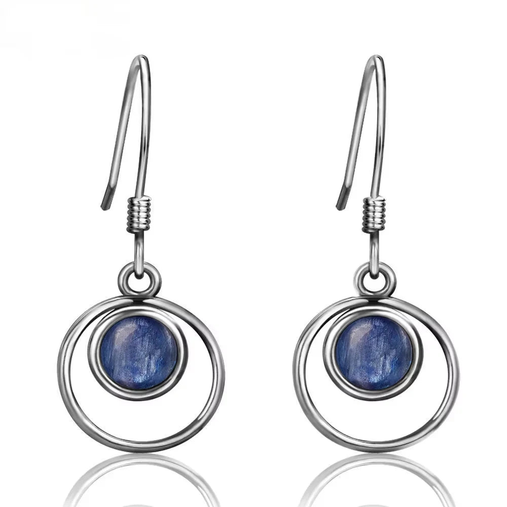 Sterling Silver 925 Earrings Fashion Round Natural 5mm Moonstone Drop Earrings for Women Wedding Engagement Ear Jewelry