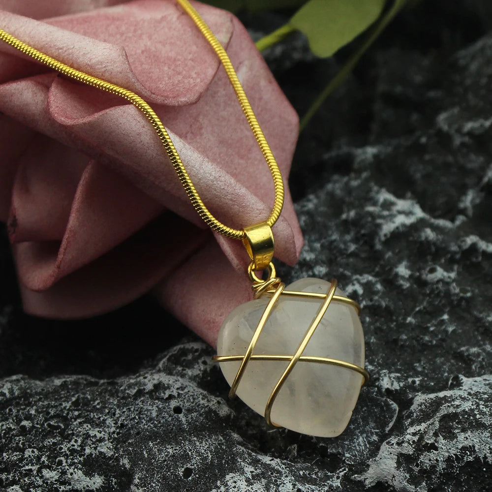 Opal Heart Necklace with Crystal Castle Garnish