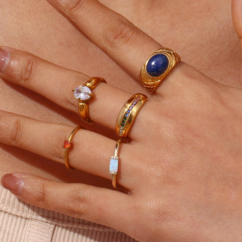 Gold Plated Natural Stone Ring