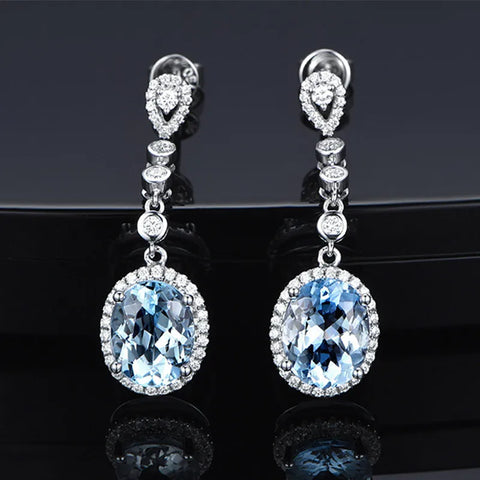Natural Aquamarine Drop Earrings