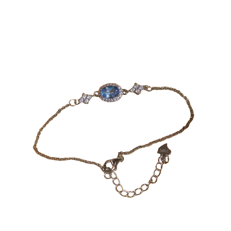 Light Luxury Sapphire Bracelet for Women Classic Style Elliptic Exquisite and Fresh Bangles Charms Silver Jewelry Gift