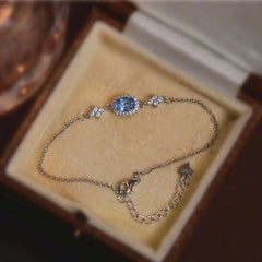 Light Luxury Sapphire Bracelet for Women Classic Style Elliptic Exquisite and Fresh Bangles Charms Silver Jewelry Gift