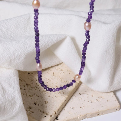 Korean Style Amethyst Women Birthstone Necklace
