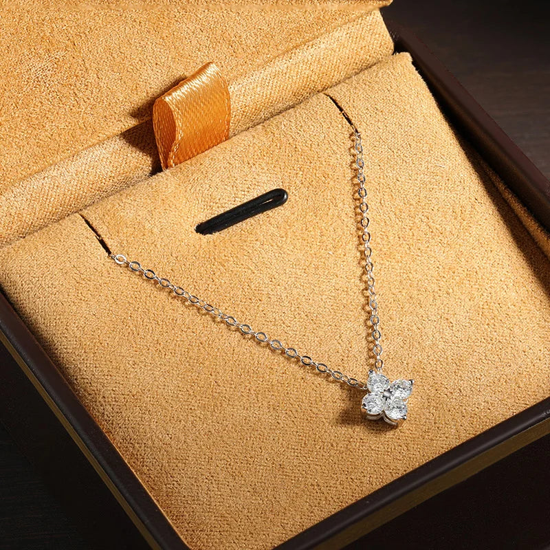 Diamond Cluster Flower Pendant Necklace for Aries