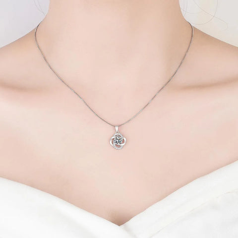 925 Sterling Silver Flower Amethyst Necklace