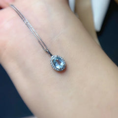 Natural Aquamarine  pendant necklace for women silver 925 jewelry luxury gem stones 18k gold plated free shiping items